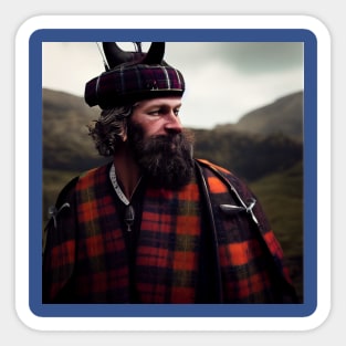 Scottish Highlander in Clan Tartan Sticker